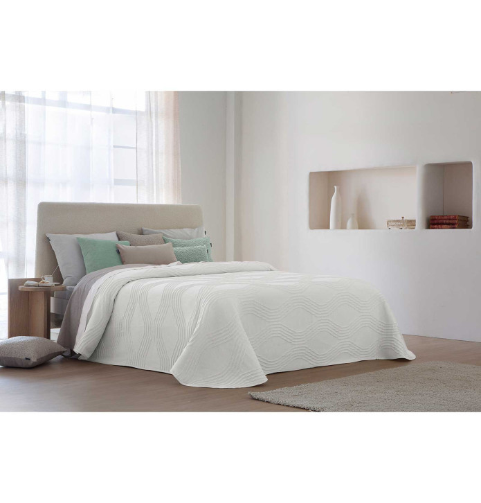 Jeté de lit Biset blanc Antilo - Blancollection