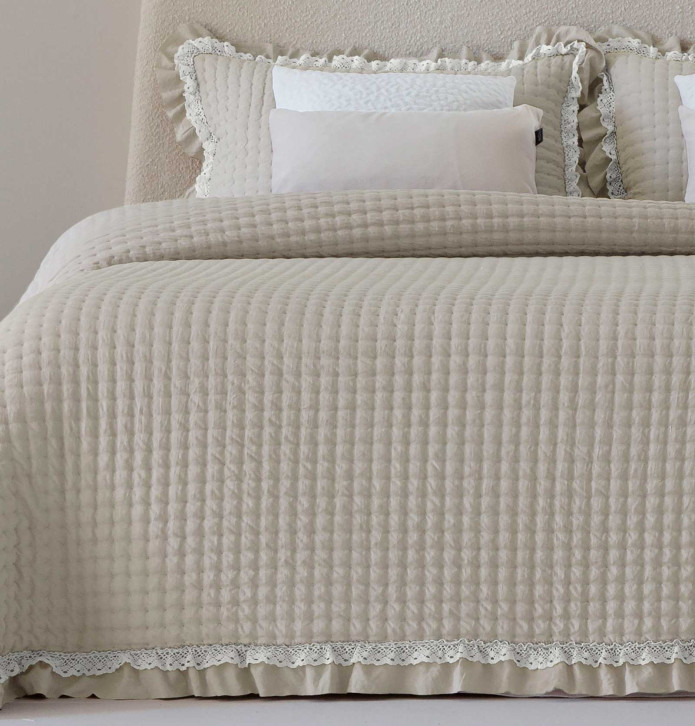Couvre-lit matelassé Everly beige Antilo - Blancollection
