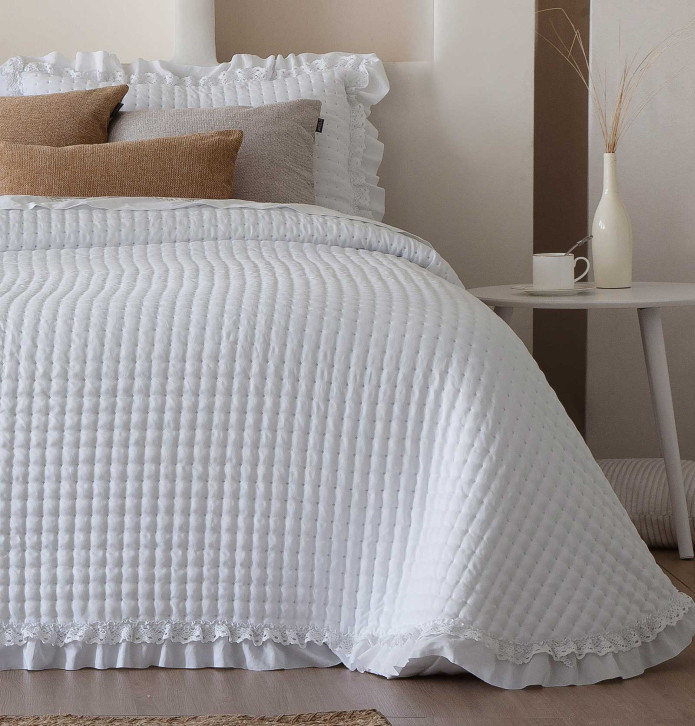 Couvre-lit matelassé Everly blanc Antilo - Blancollection