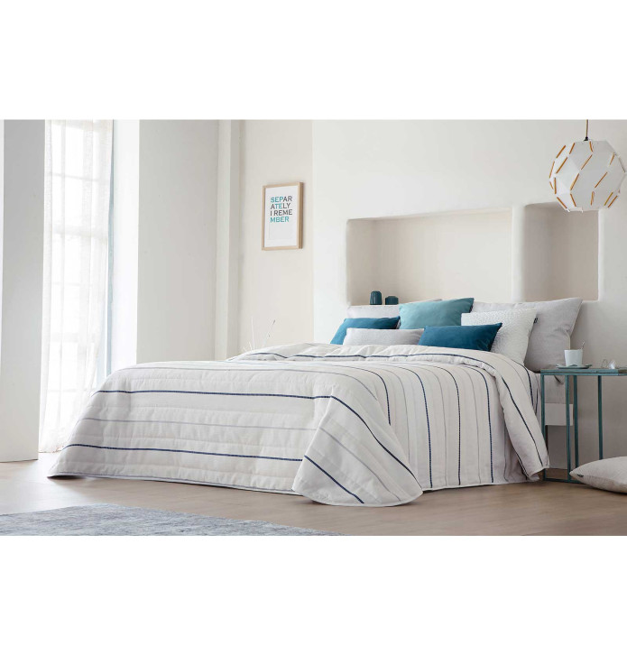 Couvre-lit matelassé et ses housses coussins Donal Antilo - Blancollection