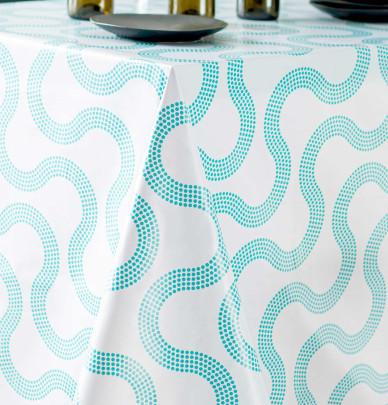 Nappe toile cirée Zig aqua Calitex