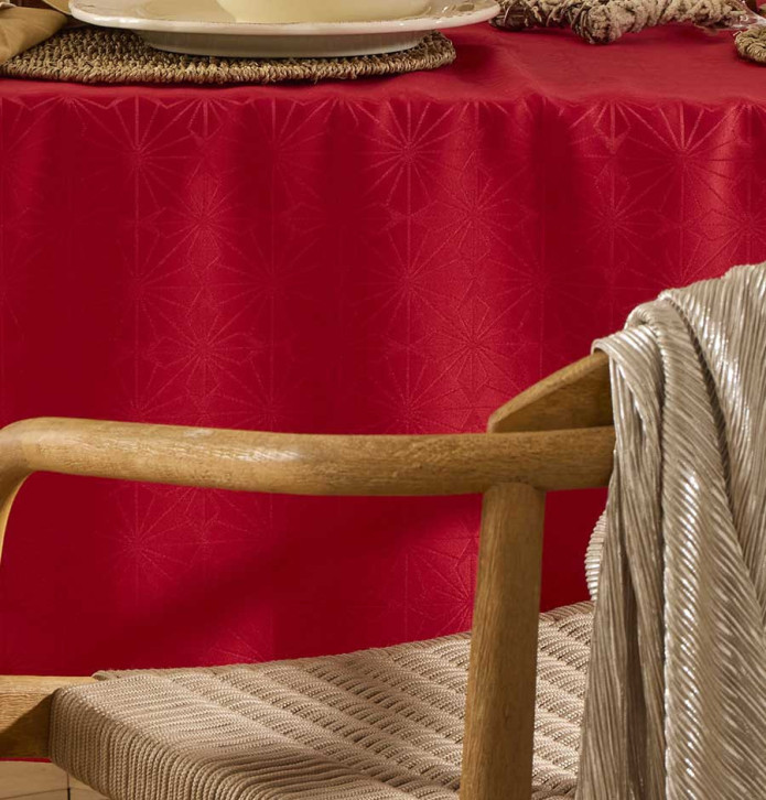 Nappe damassée polyester Venezia rouge Nydel - Blancollection