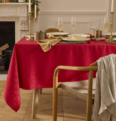 Nappe damassée polyester Venezia rouge Nydel