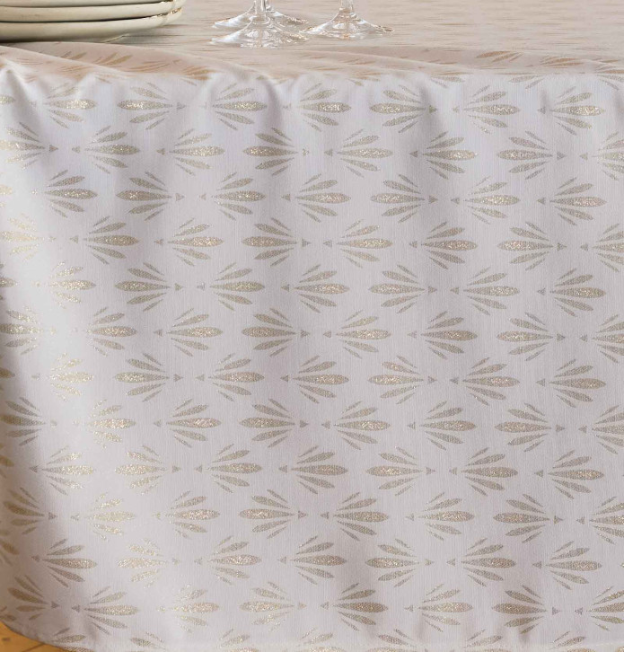 Nappe damassée polyester Impérial ivoire Nydel - Blancollection