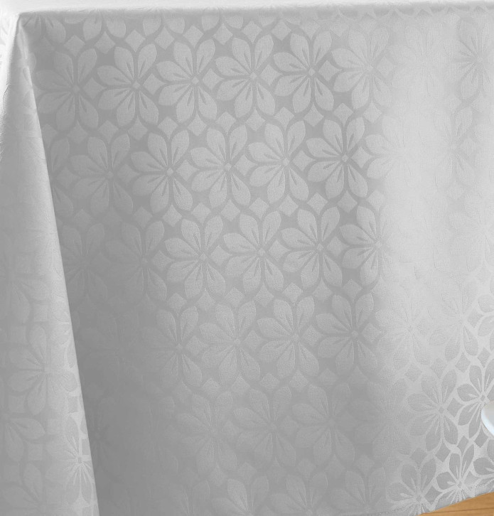 Nappe damassée polyester Lotus blanc Nydel - Blancollection