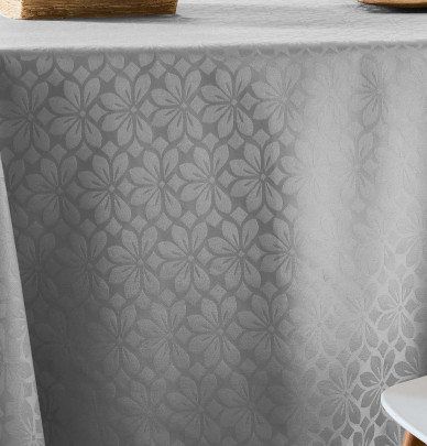 Nappe damassée polyester Lotus perle Nydel