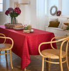 Nappe damassée polyester Lotus groseille Nydel - Blancollection