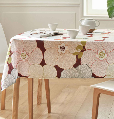 Nappe coton enduite PVC Anemone bordeaux Nydel