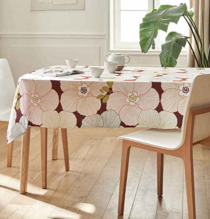 Nappe coton enduite PVC Anemone bordeaux Nydel