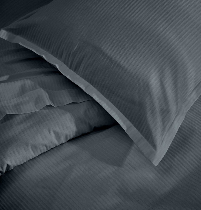 Taie de traversin satin de coton Grand Hotel graphite Tradilinge - Blancollection