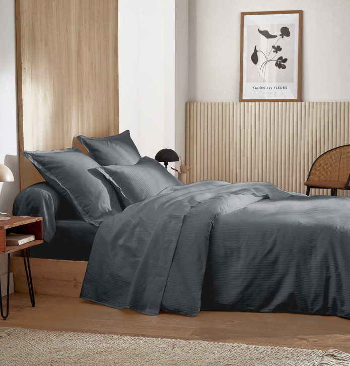 Parure de lit satin Grand Hotel graphite Tradilinge