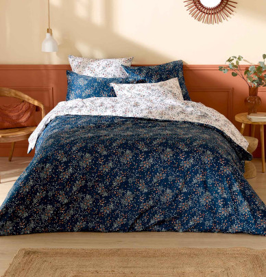 Housse de couette satin Lilou marine Tradilinge