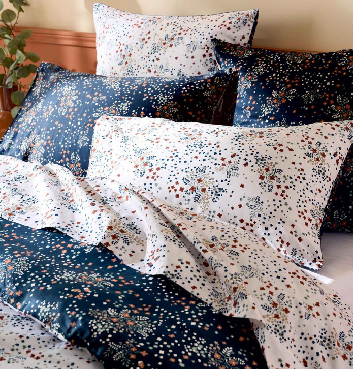 Housse de couette satin Lilou marine Tradilinge - Blancollection