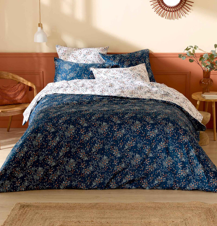 Taie d'oreiller satin Lilou marine Tradilinge - Blancollection