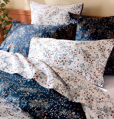 Taie d'oreiller satin Lilou marine Tradilinge