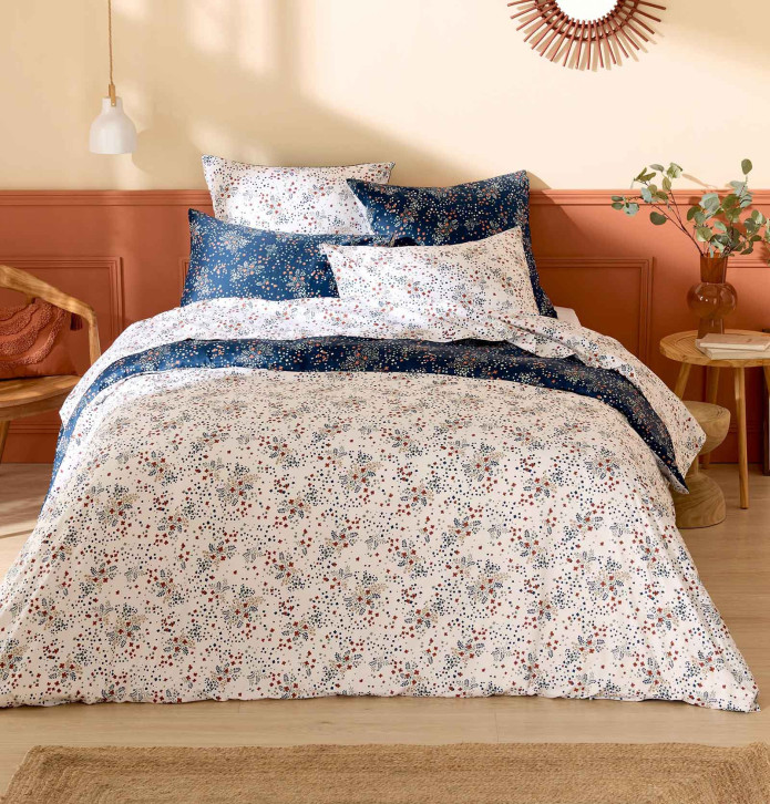 Taie de traversin satin Lilou marine Tradilinge - Blancollection