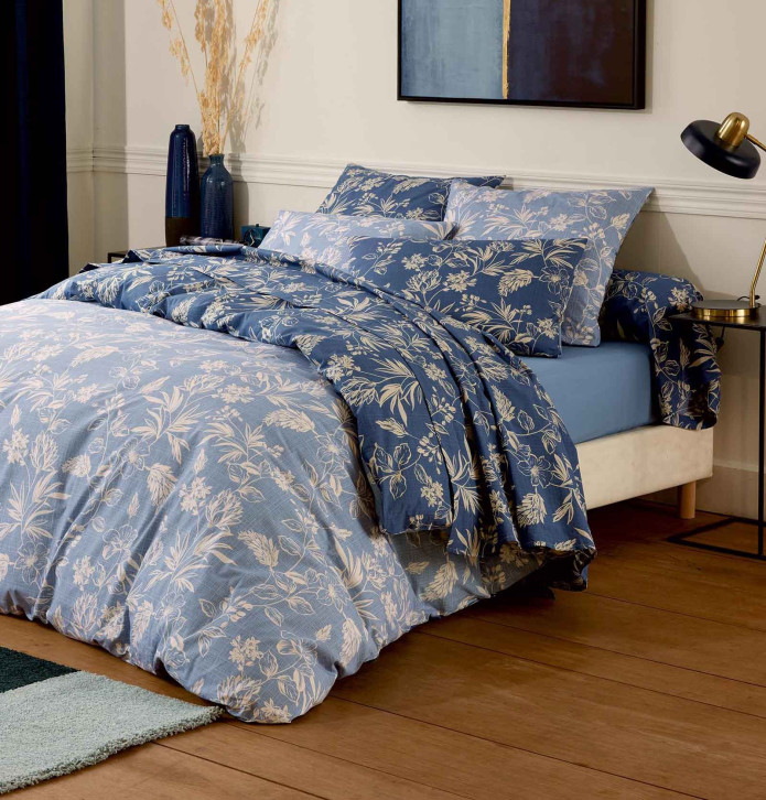 Housse de couette percale Eloïse ardoise Tradilinge - Blancollection