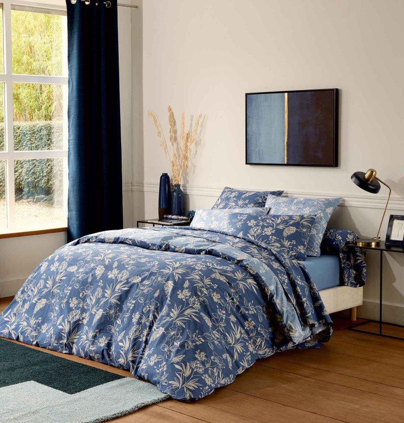 Housse de couette percale Eloïse ardoise Tradilinge