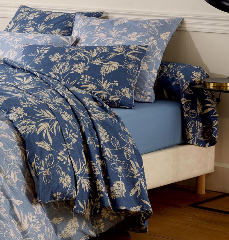 Drap-housse percale bleu ardoise Tradilinge