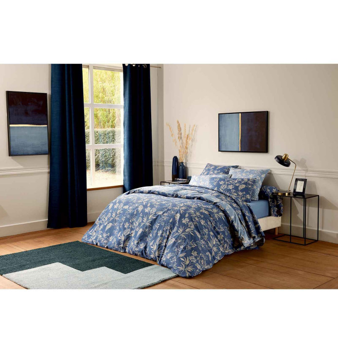 Parure de lit percale Eloïse ardoise Tradilinge - Blancollection
