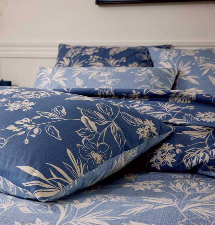 Parure de lit percale Eloïse ardoise Tradilinge - Blancollection
