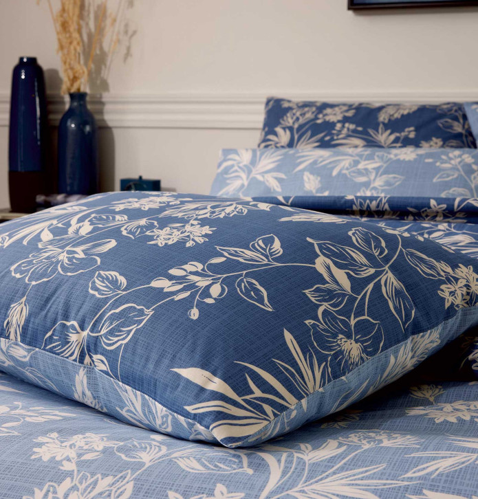 Parure de lit percale Eloïse ardoise Tradilinge - Blancollection