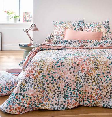 Parure de lit percale Lolita opale Tradilinge