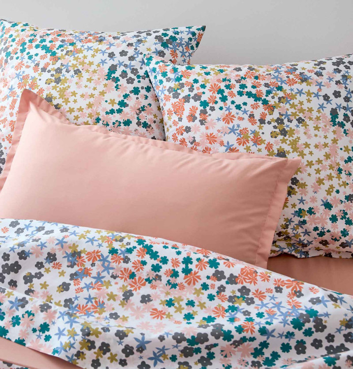 Parure de lit percale Lolita opale Tradilinge - Blancollection