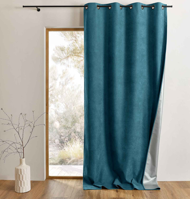 Rideau isolant Klima bleu paon Qabane