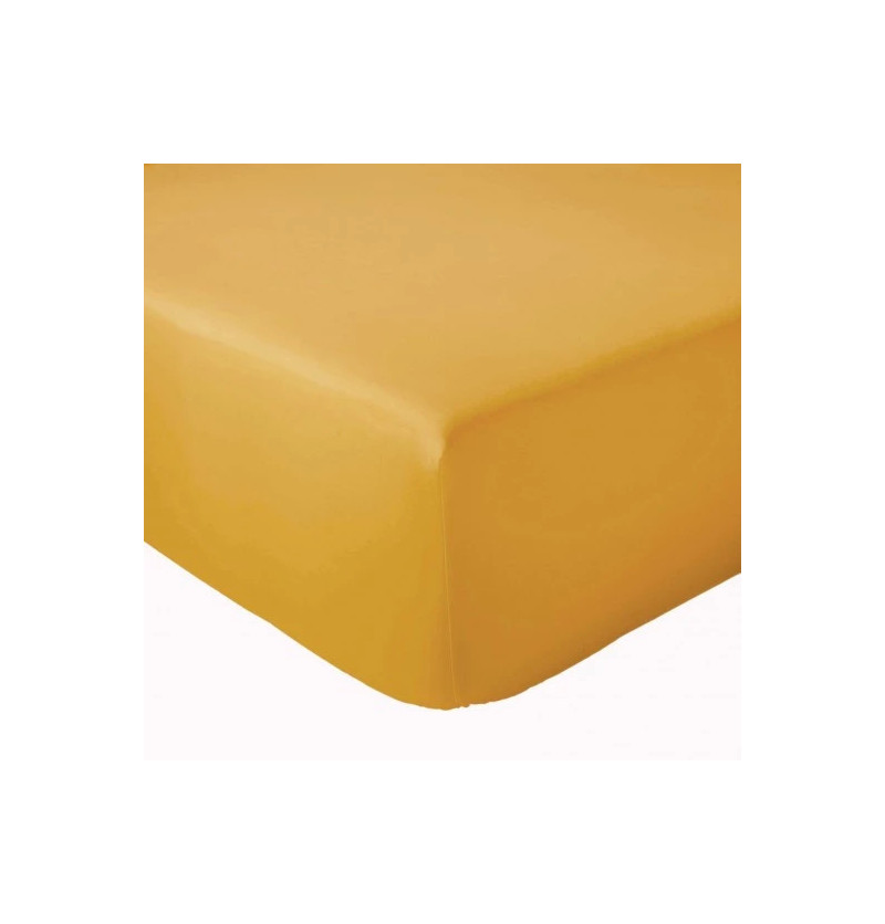 Drap housse en coton moutarde Tradilinge