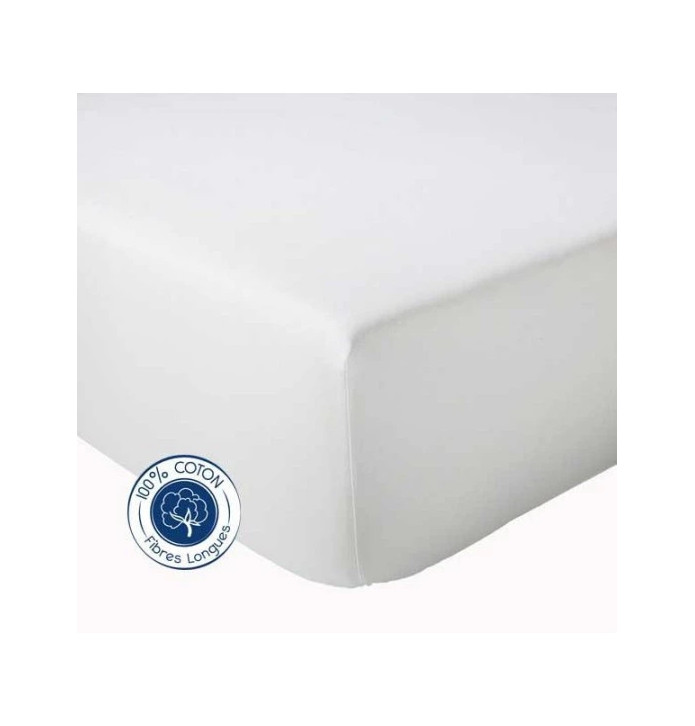 Drap housse en coton blanc Tradilinge