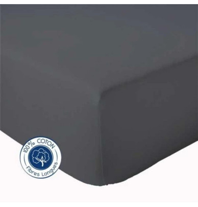 Drap housse coton gris carbone Tradilinge