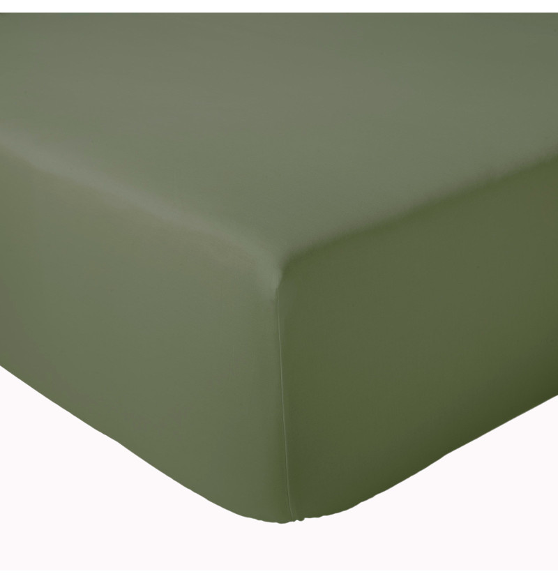 Drap housse percale kaki Tradilinge