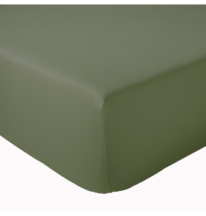 Drap housse percale kaki Tradilinge