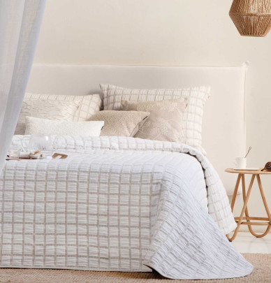 Couvre lit réversible Austin beige Antilo