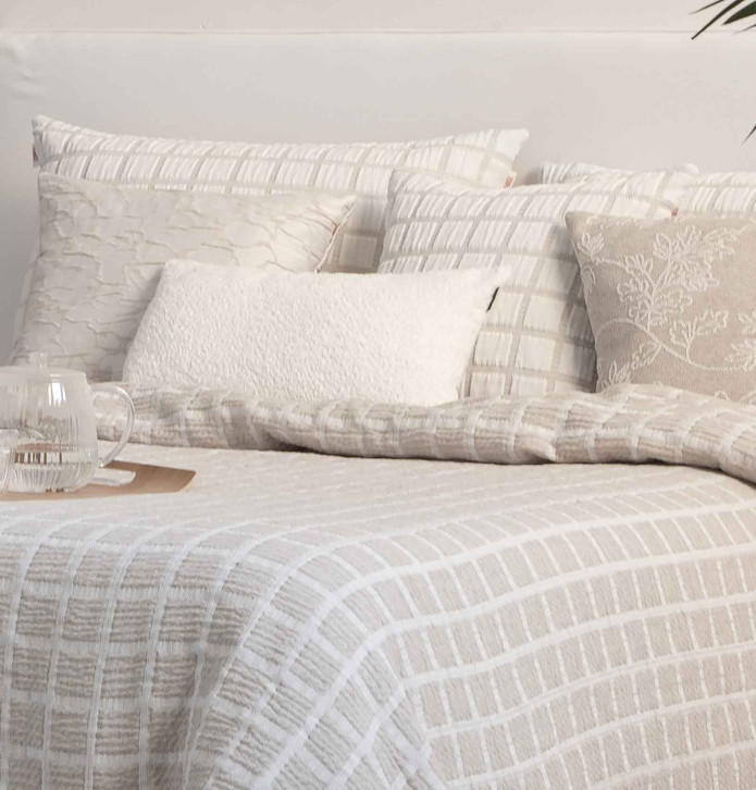 Lot de 2 housses coussins Austin beige Antilo - Blancollection