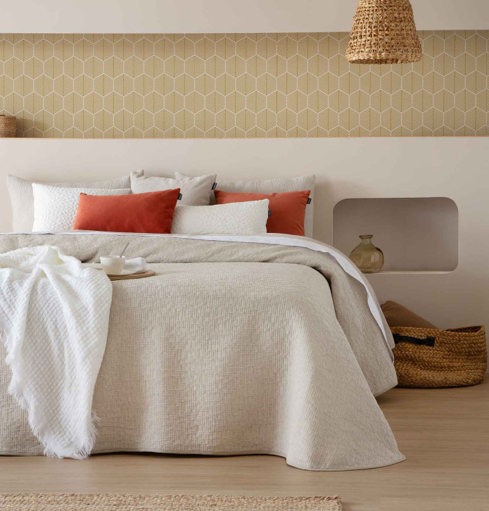 Couvre lit réversible Erik beige/crème Antilo