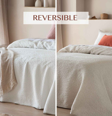 Couvre lit réversible Erik beige/crème Antilo