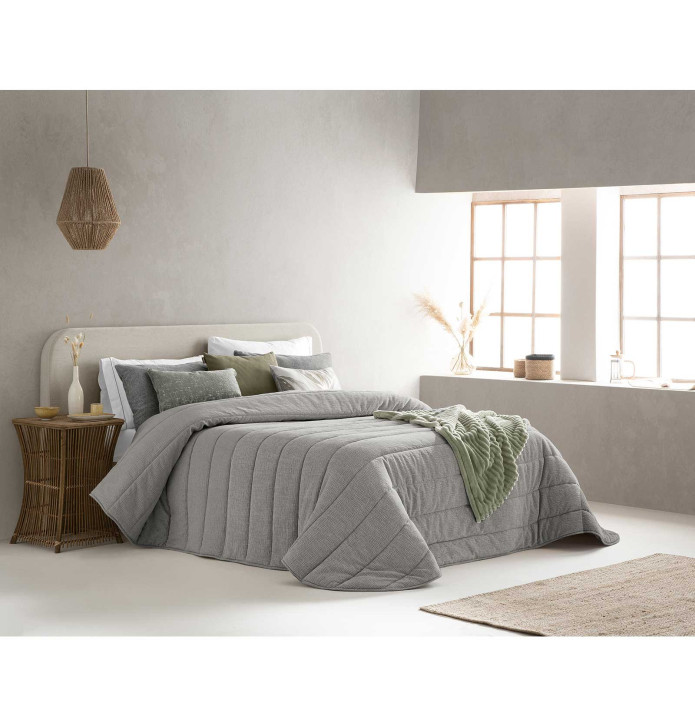 Couvre-lit matelassé Lulu gris Antilo - Blancollection