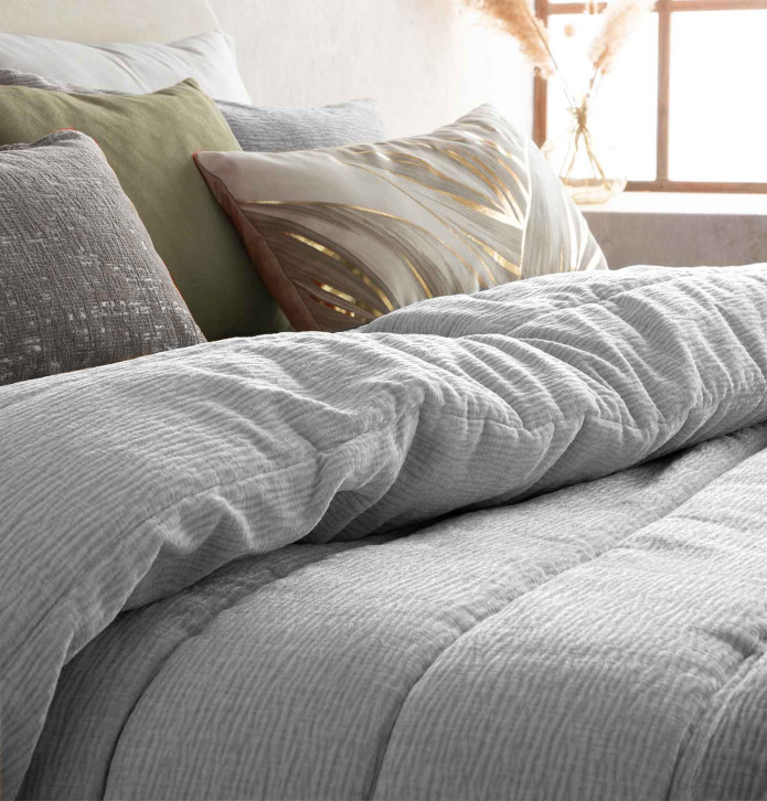 Couvre-lit matelassé Lulu gris Antilo - Blancollection