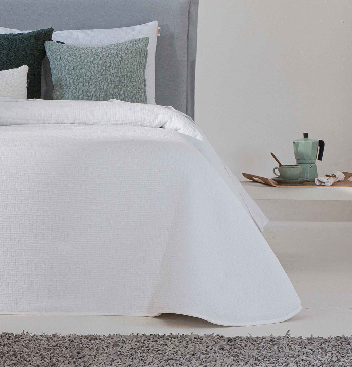 Couvre-lit matelassé Naelis blanc Antilo - Blancollection