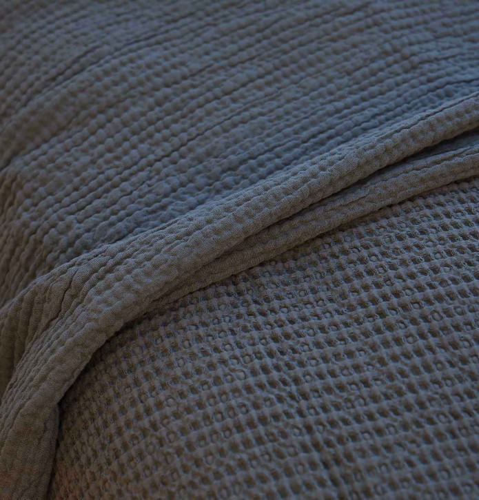 Couvre-lit coton lavé Jaipur argile Toison d'Or - Blancollection