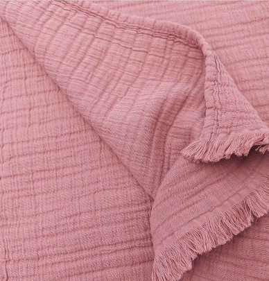 Couvre-lit gaze de coton Bréhat rose glacé Toison d'Or