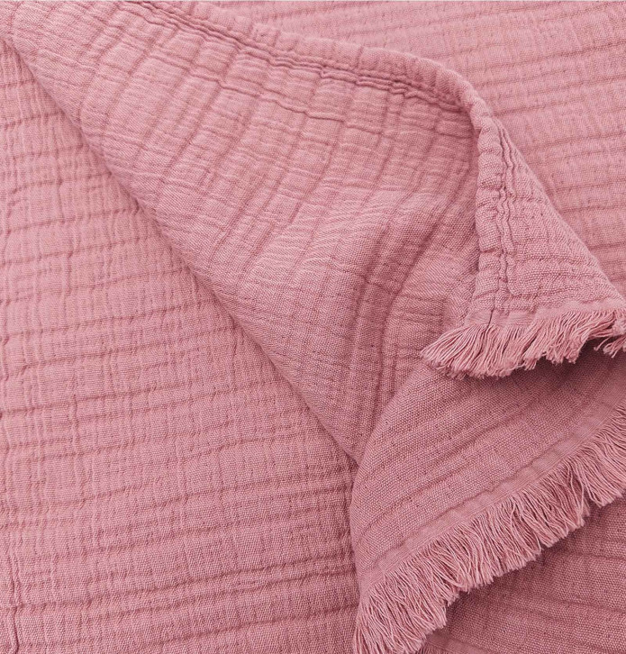 Couvre-lit gaze de coton Bréhat rose glacé Toison d'Or - Blancollection