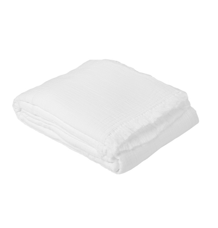Couvre-lit gaze de coton Bréhat blanc Toison d'Or
