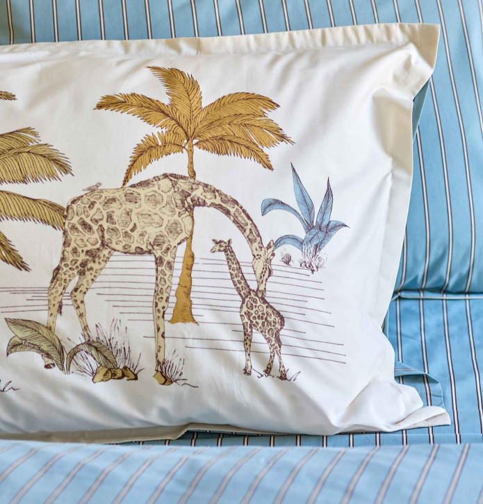 Parure de lit percale L'Oasis Sylvie Thiriez - Blancollection