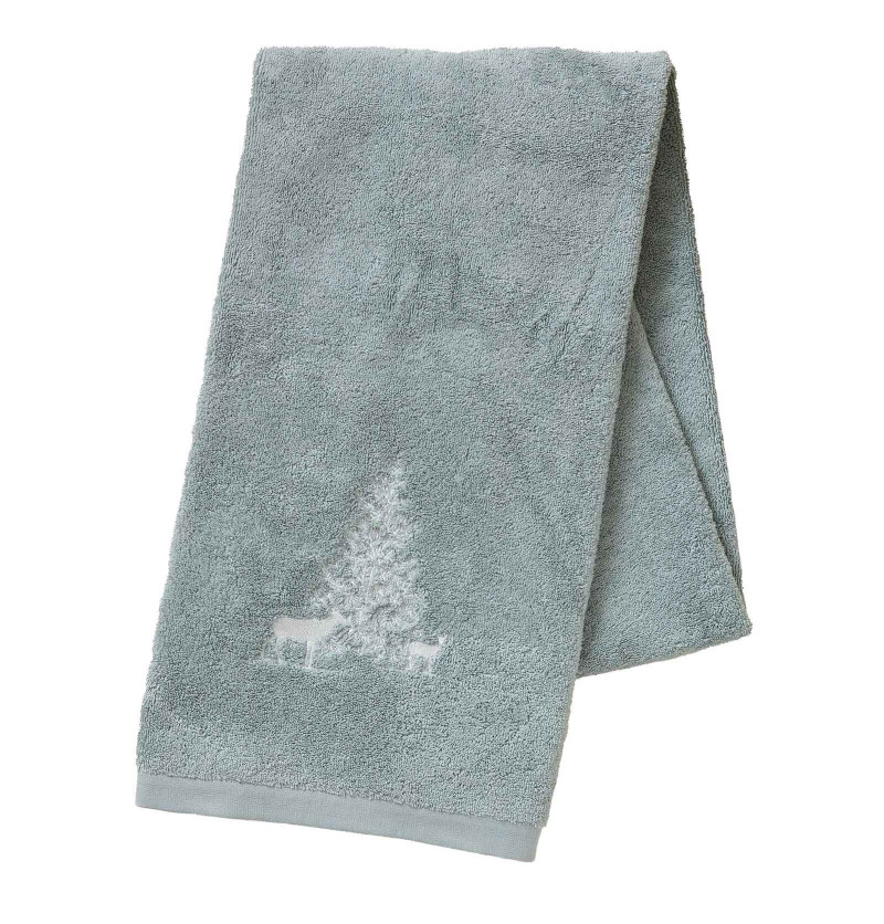 Serviette de toilette Trésor des Forêts gris perle Sylvie Thiriez