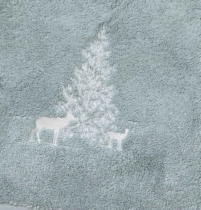 Drap de douche Trésor des forêts gris perle Sylvie Thiriez - Blancollection