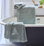 Drap de douche Trésor des forêts gris perle Sylvie Thiriez - Blancollection