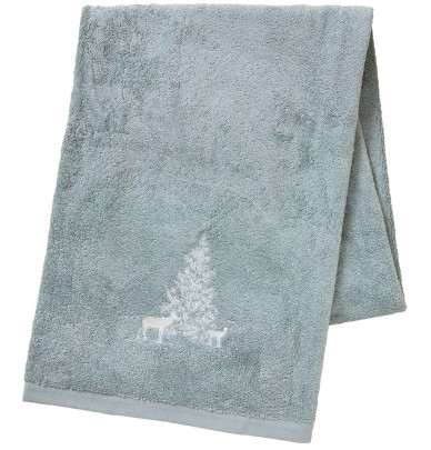 Drap de bain Trésor des forêts gris perle Sylvie Thiriez